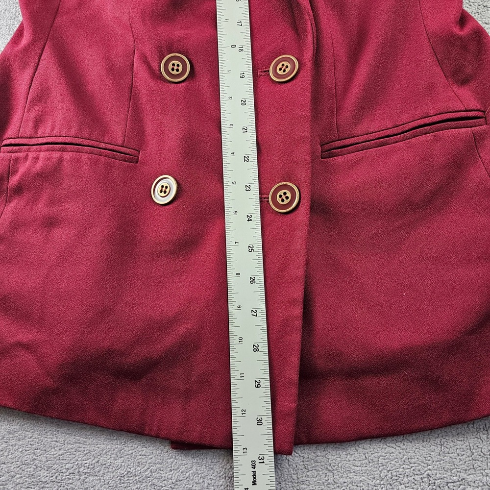 Dress Barn Blazer Jacket Women's 8 Maroon Stretch Long Sleeve Double Breasted - Picture 3 of 12